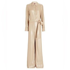 STAUD Joni sequin wide leg jumpsuit, small.
